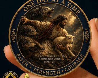 Sobriety Coin, AA Coin, Christian Recovery Challenge Coin, Serenity Prayer, Personalized AA Medallion, One Day at a Time Sobriety Gift