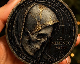 Memento Mori Coin: Stoic Challenge Coin Philosophy Gift Daily Reminder Token for Men