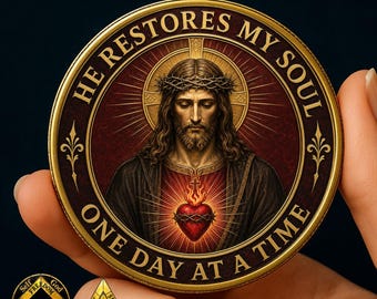 Sobriety Coin, AA Coin, Christian Recovery Challenge Coin, Jesus Sobriety Gift, Serenity Prayer AA Medallion, Personalized Sober Coin