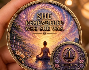 Sobriety Coin for Women: AA NA Recovery Gift Personalized Spiritual Healing Light vs Dark Coin