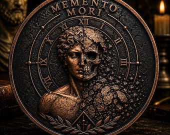 Memento Mori Coin: Stoic Challenge Coin Philosophy Gift Daily Reminder Token for Men
