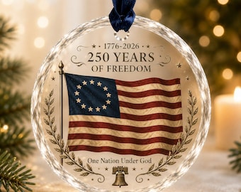 America 250 Christmas Ornament, Patriotic Eagle Ornament, 1776-2026 Glass Ornament, USA Holiday Decor, Freedom Gift