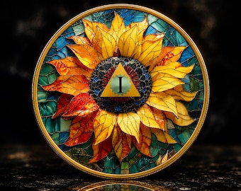 Sobriety Coin Sunflower: AA Recovery Gift, AA Coin, Sobriety Anniversary Challenge Coin