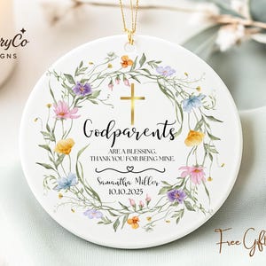 Personalized Godparent Christmas Ornament: Godparent Proposal Gift