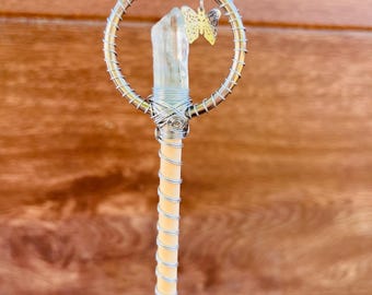 Aquamarine Crystal Wand - Handmade
