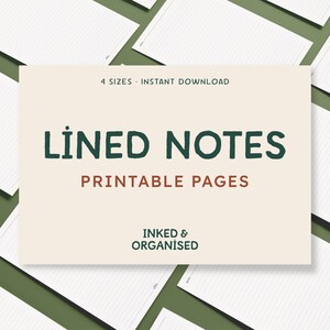 Página imprimible de notas rayadas: conceptos básicos de la agenda, plantilla de notas rayadas, toma de notas, inserto de agenda, tamaño A4/A5/carta/medio, descarga instantánea en PDF