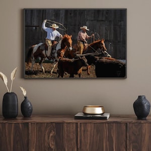 Western Cowboy Photograph: Ranch Art Print, Horseback Cattle (Digital Download)