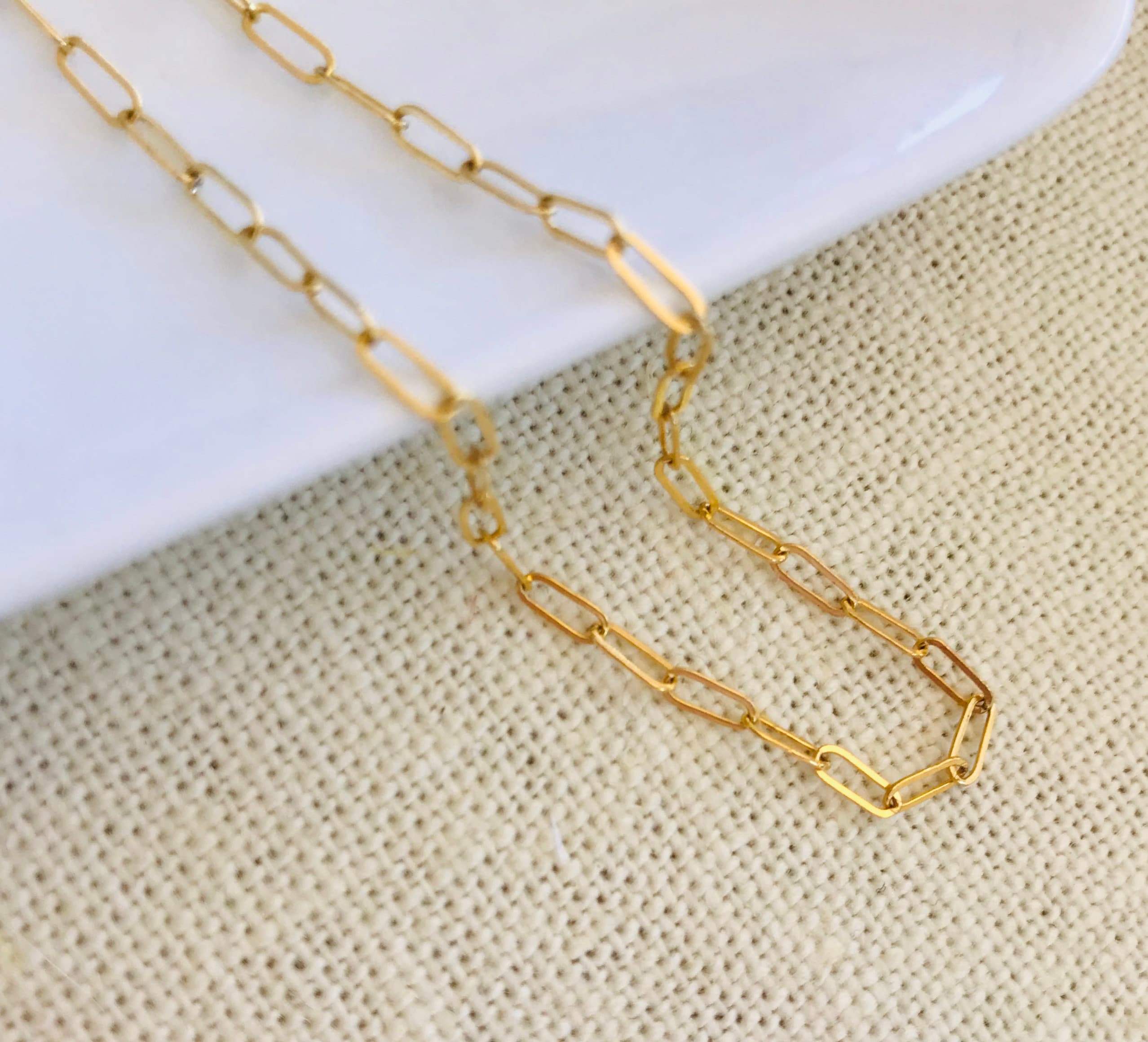 Gold Dainty Paperclip Chain Choker 