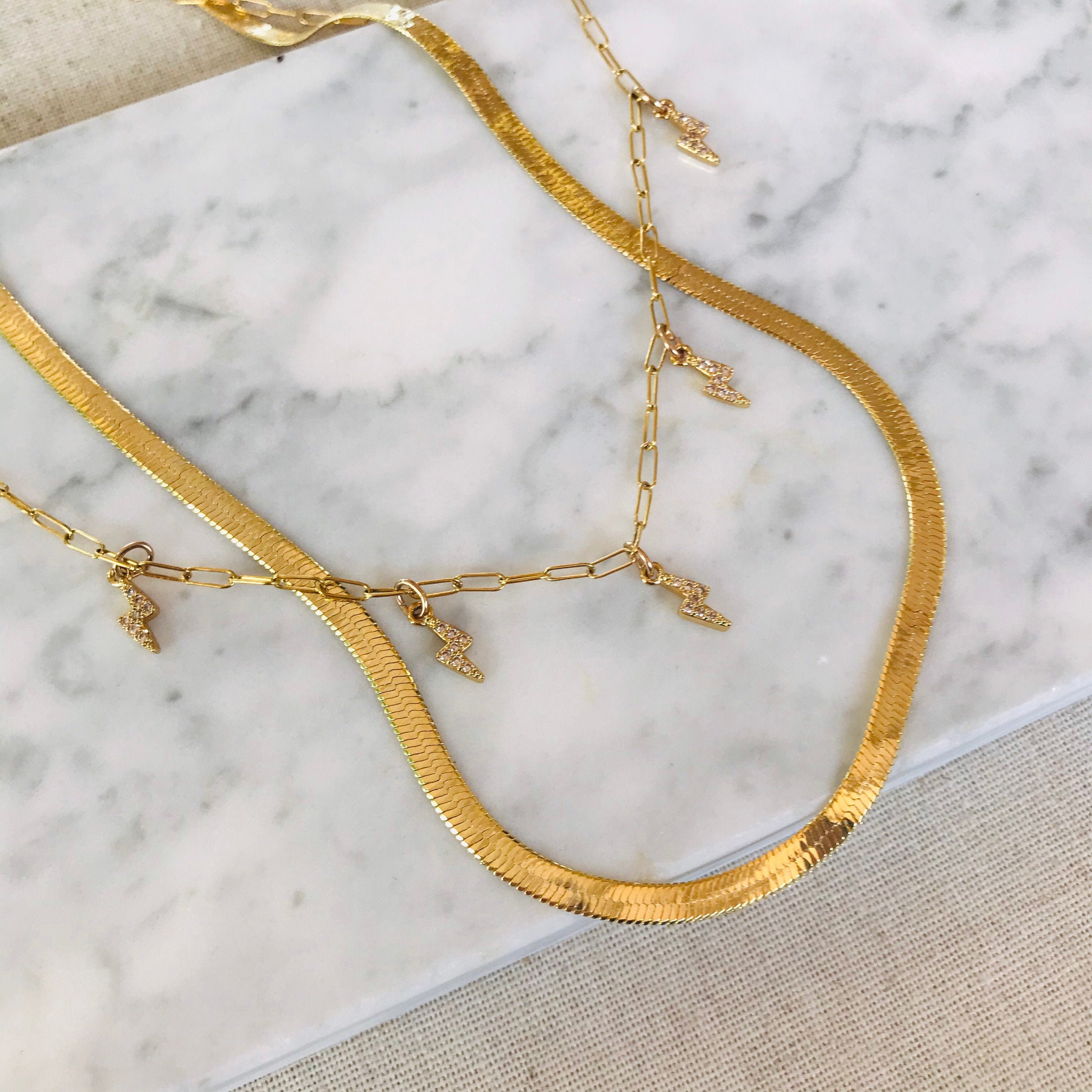 Herringbone Chain Gold Necklace Gold 