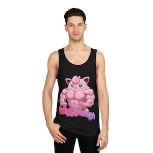 Wigglytough Unisex Softstyle™ Tank Top, Cute Gym Shirt, Fitness Apparel, Trendy Summer Wear, Cartoon Muscle Top