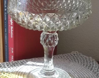Diamond cut Indiana Glass clear compote
