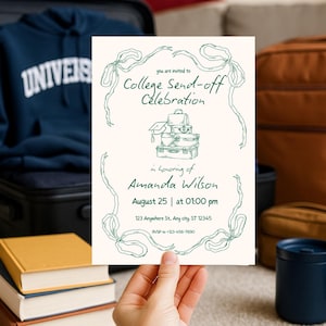 College Send Off Invitation: Editable Template, Graduation Party (Digital Download)