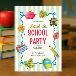 Back to School Invitation Template: Editable Meet the Teacher Invite (Digital Download 5x7&quot; PDF )