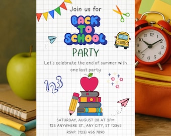 Back to School Invitation: Meet the Teacher, End of Summer (Digital Download, 5x7" Editable Template)