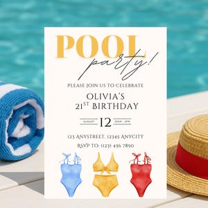 Pool Party Birthday Invitation: Editable Summer Invite (Digital Download)