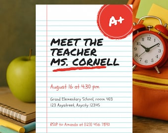 Meet the Teacher Invite: Back to School, Parent-Teacher Meeting (Digital Download, 5x7" Editable Template)