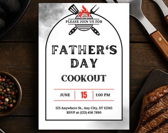 Father's Day BBQ Invitation: Grillin' & Chillin' Cookout (Editable Template)