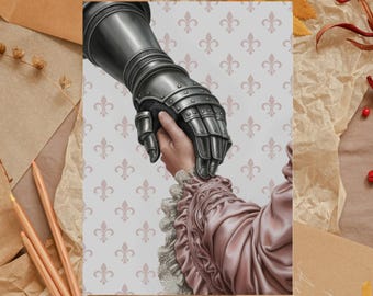 Romantasy Kindle Insert Printable, Knight and Maiden Hands, Medieval Love Clear Kindle Case Decoration