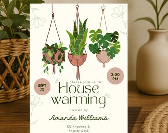 Boho Housewarming Invitation, New Home Party (Digital Download, Canva Template 5x7" )