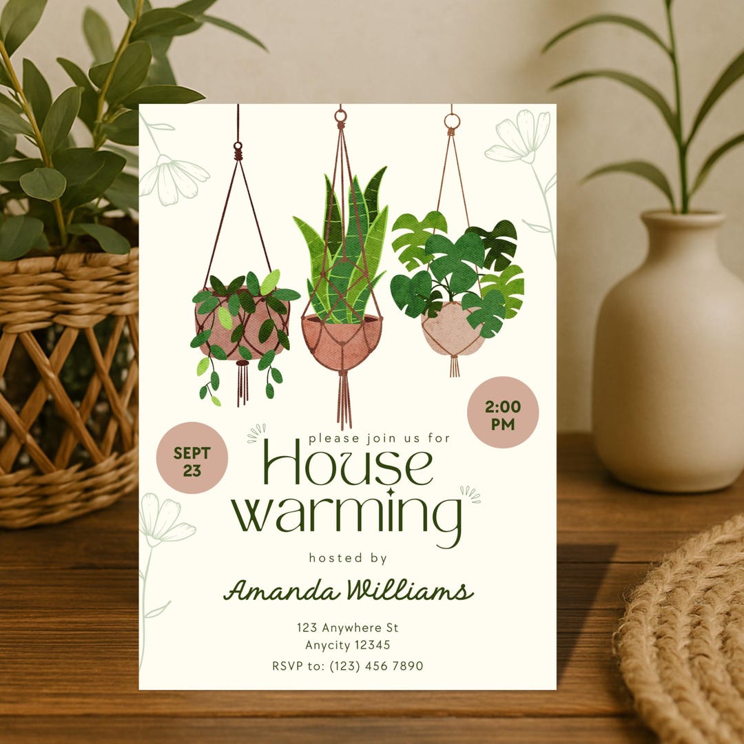 Boho Housewarming Invitation, New Home Party (digital Download, Canva ...