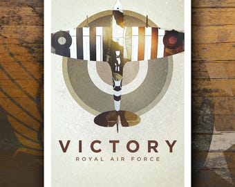 WW2 Spitfire art print. Museum-quality print. Aviation decor for home, bar, pub, den, restaurant.