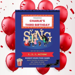 SING Movie Birthday Invitation, Editable Music Party Invite (Digital Download)