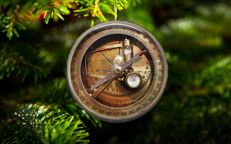 Steampunk Vintage Compass Ornaments SET of 3