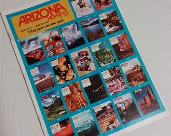Arizona Highways 50th anniversary issue, April 1975 magazine, vintage coffee table decor, southwestern theme, bucolic housewarming gift
