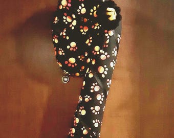 Pawprint themed large wall or door hanger, holiday big stuffed candy cane shape, pet lover gift, home decor, handcrafted gift