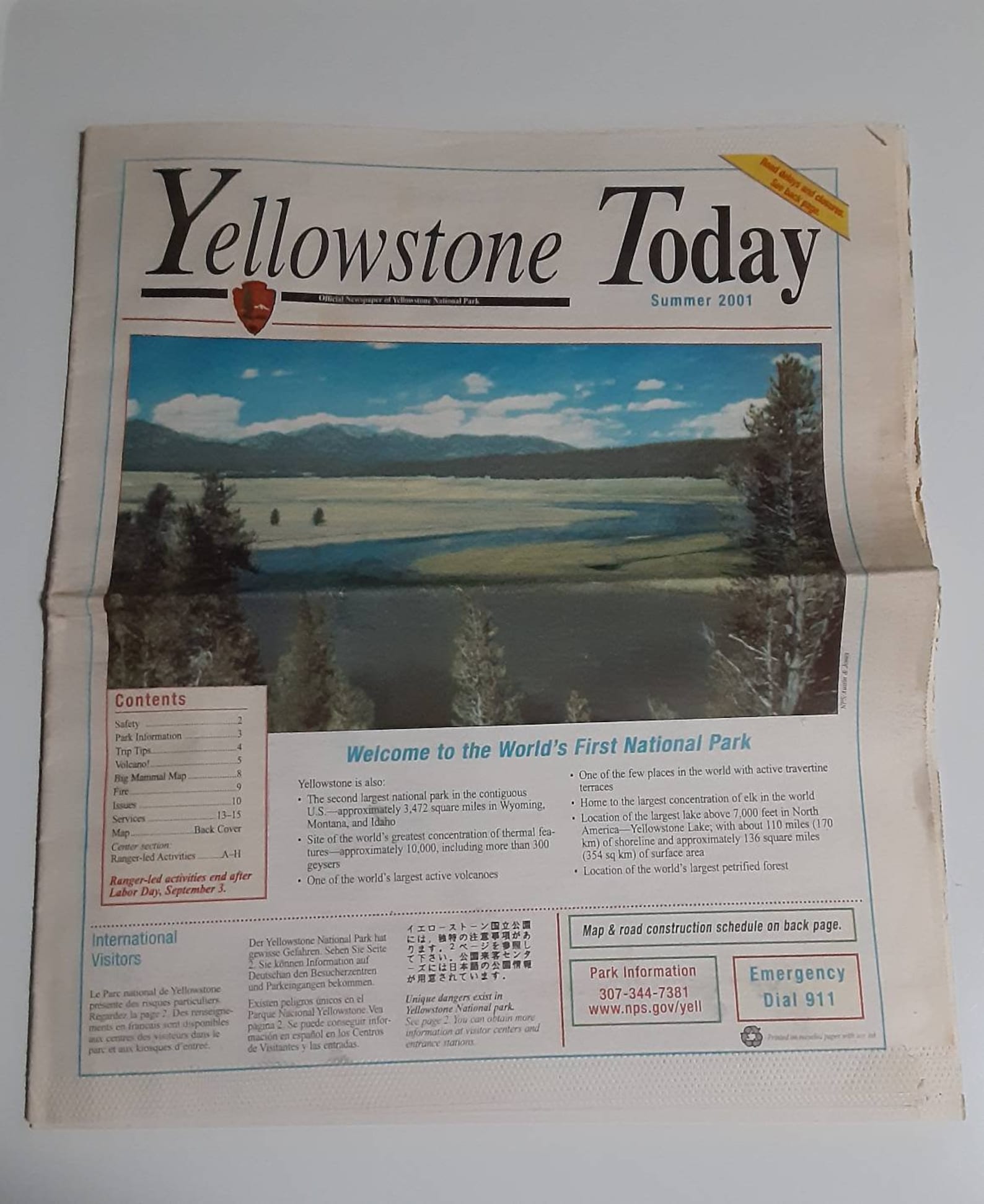 Yellowstone Today newspaper vintage 2001 official National Etsy