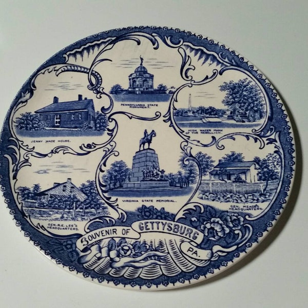 Gettysburg souvenir plate, Old English Staffordshire Ware, vintage museum travel