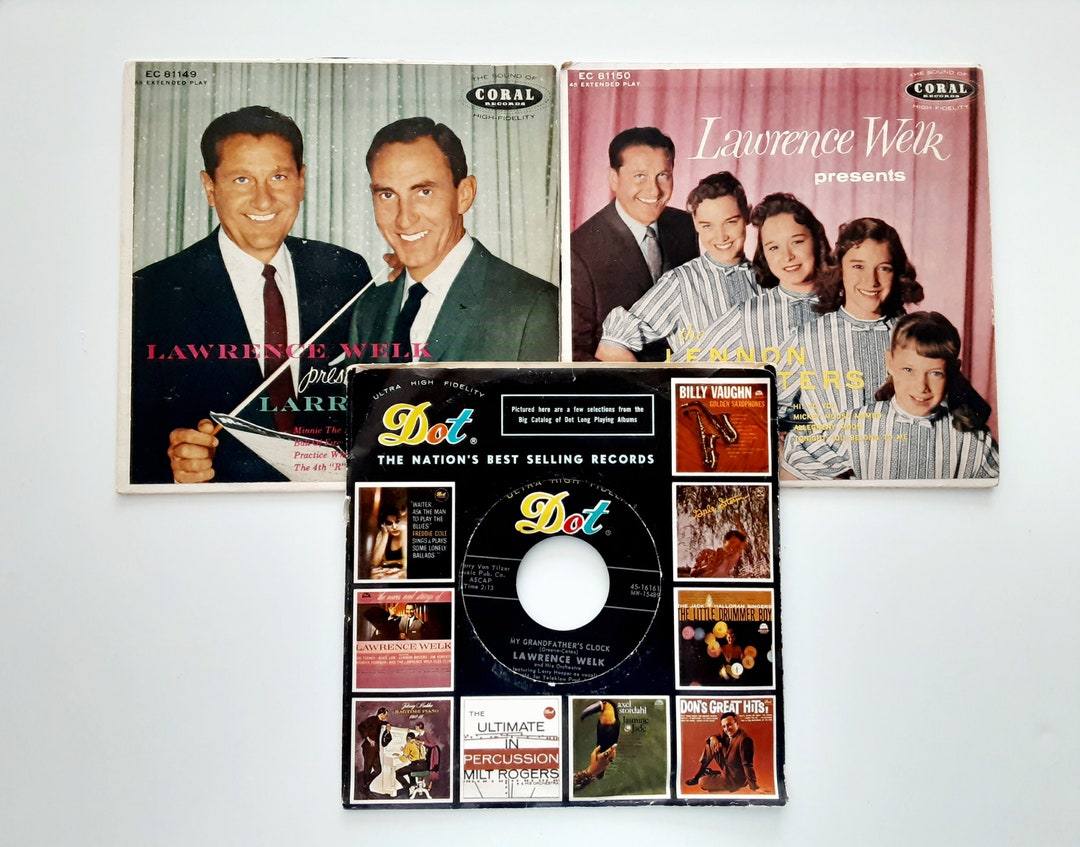 Lawrence Welk 45 Rpm Records, Vintage Vinyl, Larry Hooper, Lennon  Sisters, Famous Orchestra Midcentury Music