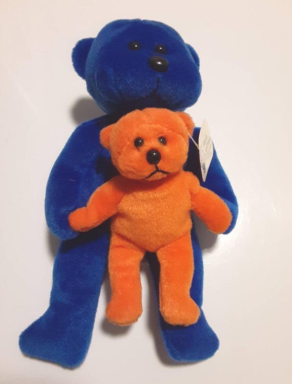 Vintage 1999 March of Dimes Blue and Orange Plushland Bear, Denver
