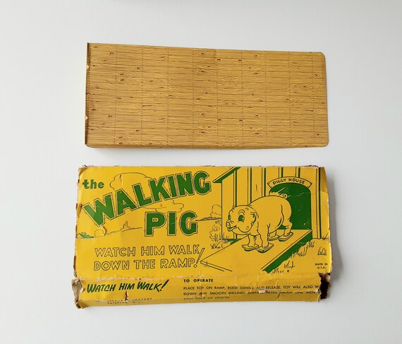 Jouet Cochon Marcheur BELL Porkie - Boîte D'Origine - Années 1950