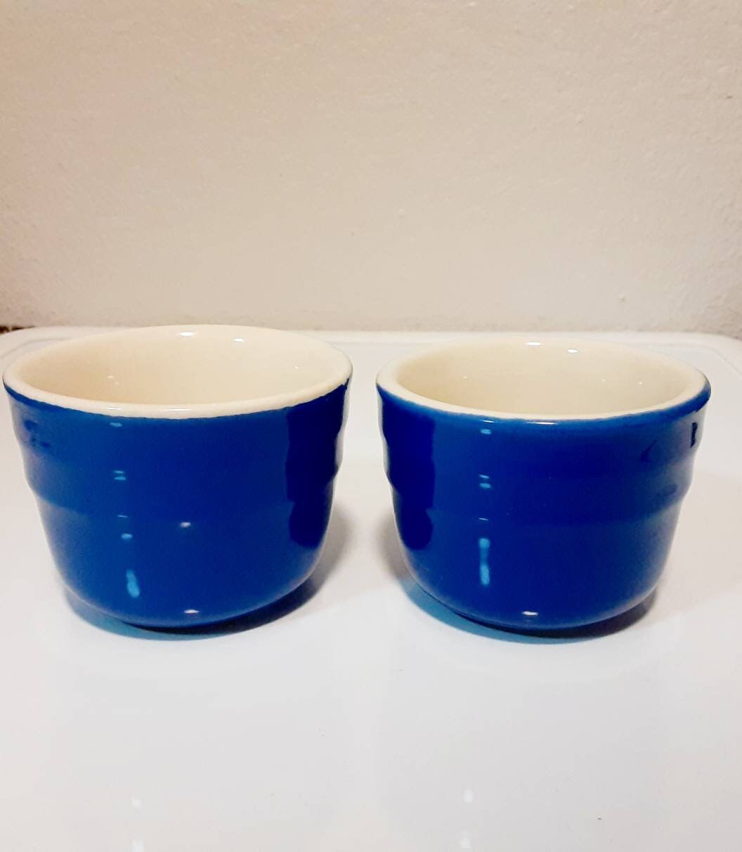 Blue Custard Cups Vintage Ramekins Restaurant Ware Heirloom Etsy