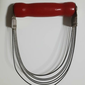 Vintage Androck pastry dough blender, red wooden handle,  retro kitchen utensil made in U.S.A., gift for cook, home decor accent