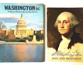 Washington DC books (2), George Washington, vintage US history reading, home library gift