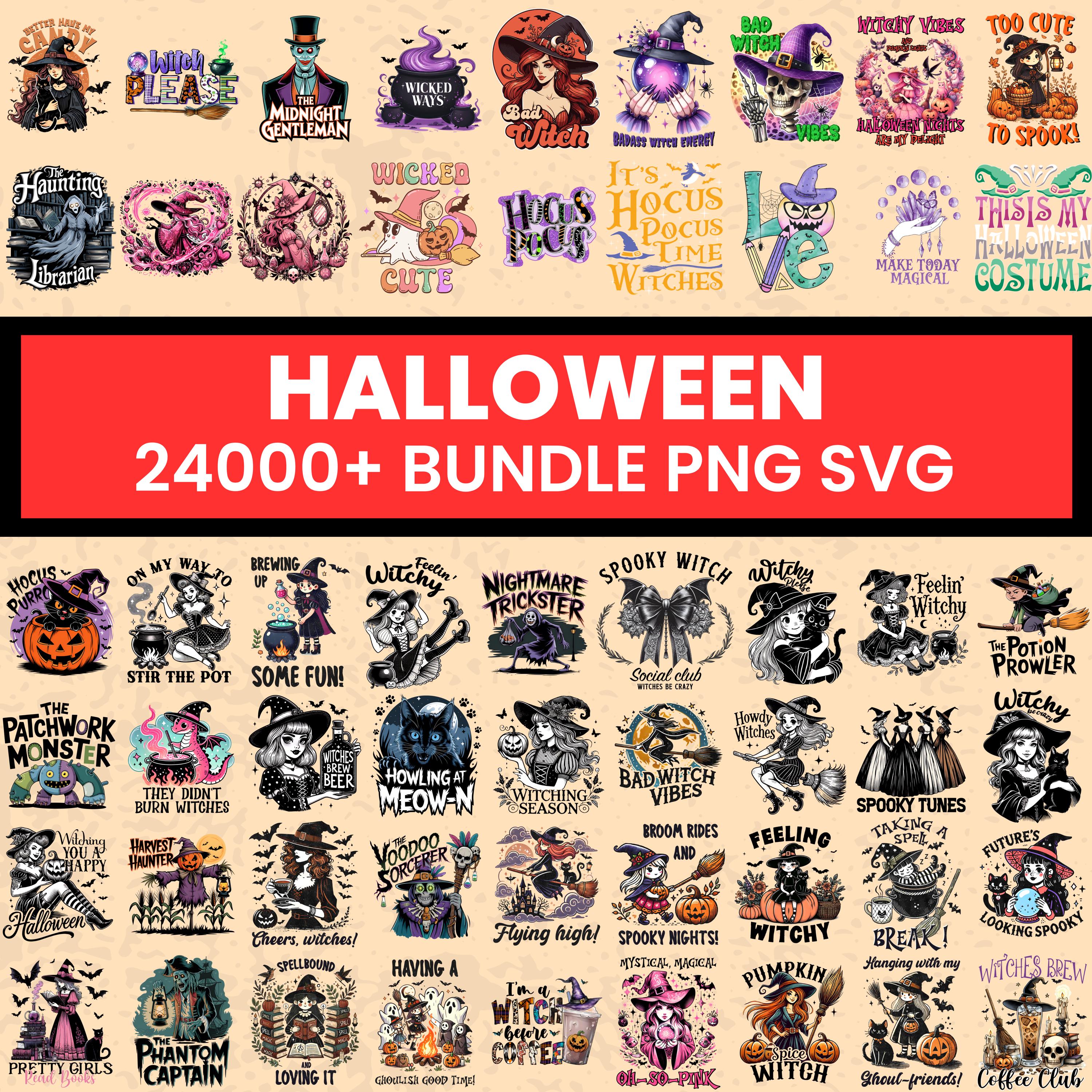Halloween MEGA Bundle PNG SVG 24000+ | Halloween Sublimation Bundle, Halloween Decor, Horror Characters, Vintage Halloween, Fall Bundle Png