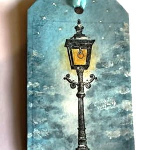 Grote handgemaakte narnia/kerst lantaarnpaal cadeau/plaatskaartjes, set van 5