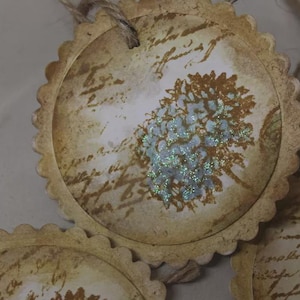 Etiquetas de hortensias vintage/shabby chic para boda, etc. - Juego de 10
