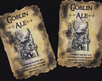 Handmade Goblin Ale Labyrinth Bottle Stickers - Set of 8