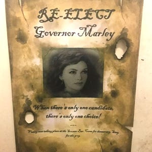 Monkey Island - Cartel/Decoración/Accesorio de campaña para la reelección del gobernador Marley
