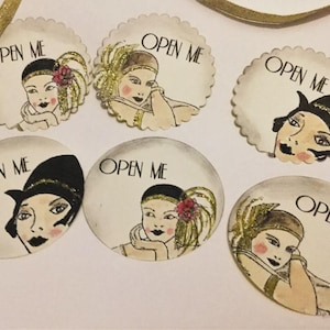 OPEN ME Art Deco damesstickers/labels/envelopstickers-10