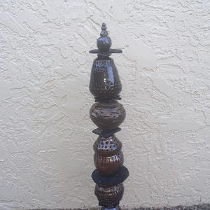 Lantern Moroccan Handmade Clay Garden Totem | Outdoor Yard Art | Ceramic Sculpture | Unique Home or Garden Decor | CroatianTotems Gift Idea