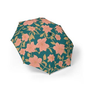 Parapluie floral japonais chic de style ukiyo-e, parapluie pliant élégant parfait pour les voyages, les cadeaux, les événements en plein air et les accessoires de mode