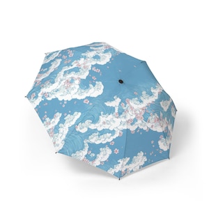 Chic Japanese Ukiyo-e style floral umbrella, stylish folding umbrella perfect for travel, gifts, outdoor events and fashion accessories