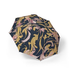Parapluie floral japonais chic de style ukiyo-e, parapluie pliant élégant parfait pour les voyages, les cadeaux, les événements en plein air et les accessoires de mode