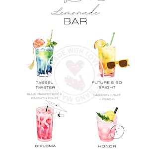 Abschlussfeier Limonade Bar Menü