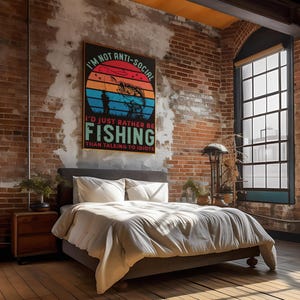 Vintage Fishing Poster Digital Download Printable Wall Art for Cabin Lake House Man Cave or Rustic Decor  Retro Fisherman Scene for Outdoor