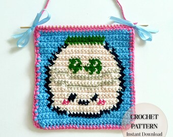 Crochet Tapestry Pattern Crochet Pattern Banana milk Tapestry Cute Crochet Instant Download Crochet wall hanging Beginner tapestry crochet